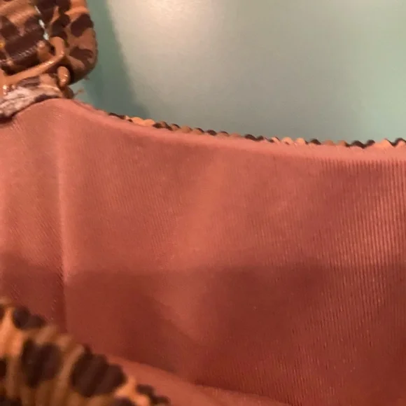 Aerie Brown Leopard Print One Piece Swimsuit with Midriff Cutout - Picture 7 of 10